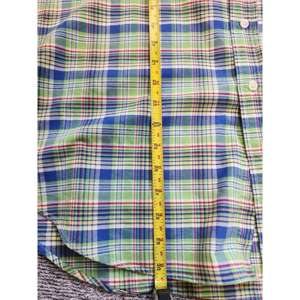 Ralph Lauren Men's Large 100% Cotton Classic Fit Blue Green Plaid Button Down - Picture 4 of 5